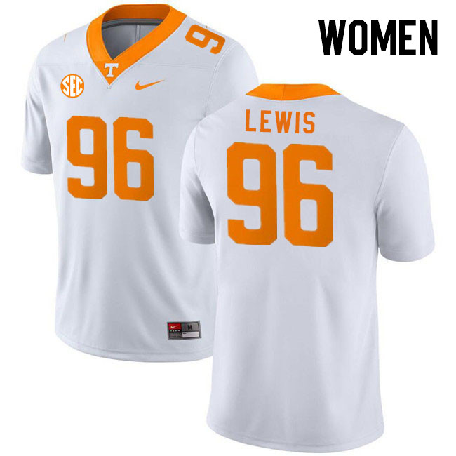 Women #96 Austin Lewis Tennessee Volunteers College Football Jerseys Stitched Sale-White